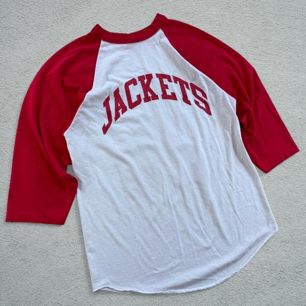 Vintage 80s 90s Augusta Sportswear Baseball Tee Red White Jackets Backer 20 M